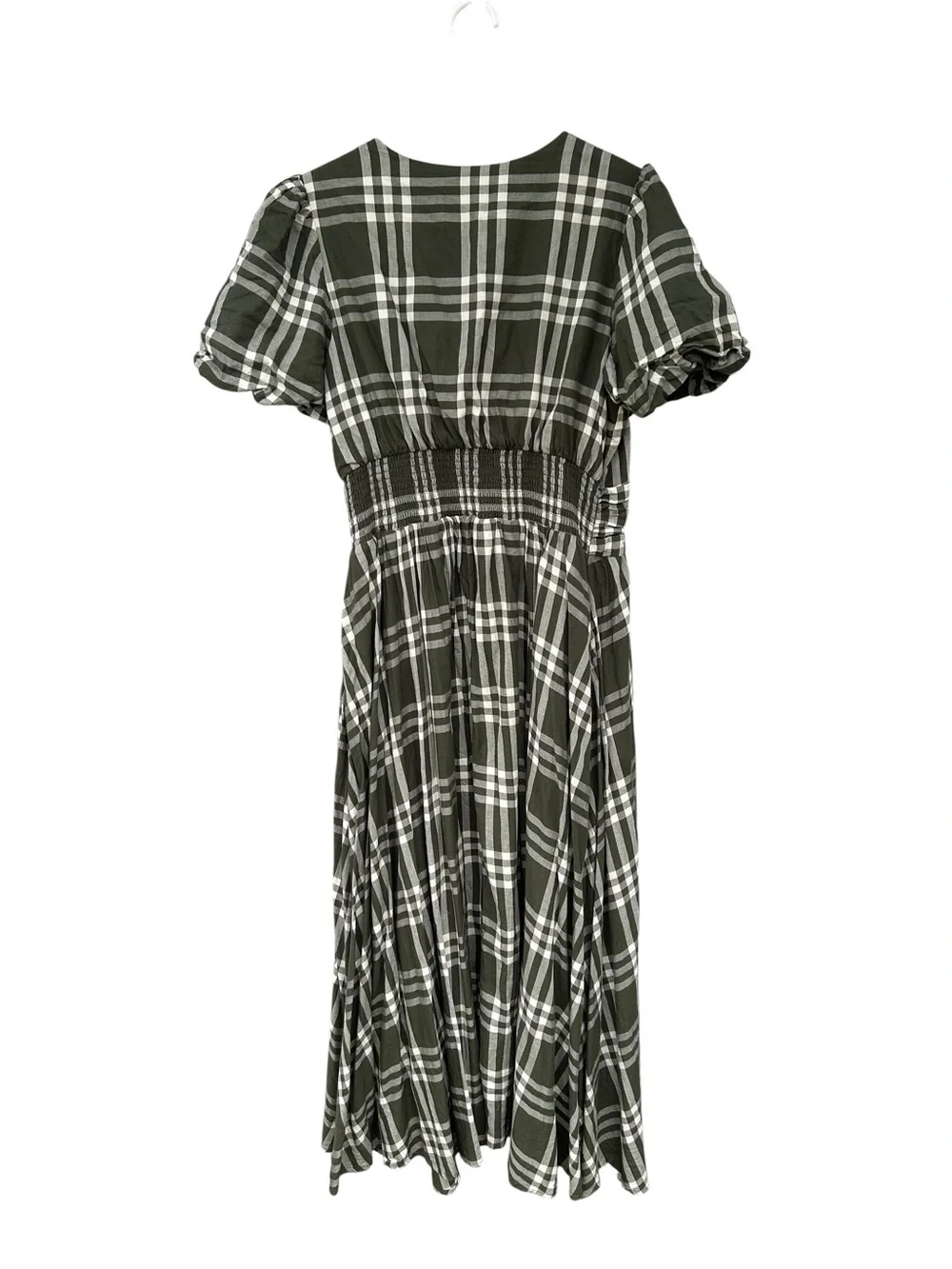 Anthropologie Katerina Button-Front Plaid Puff-Sleeve Midi Dress L - 100% Cotton - Picture 5 of 15